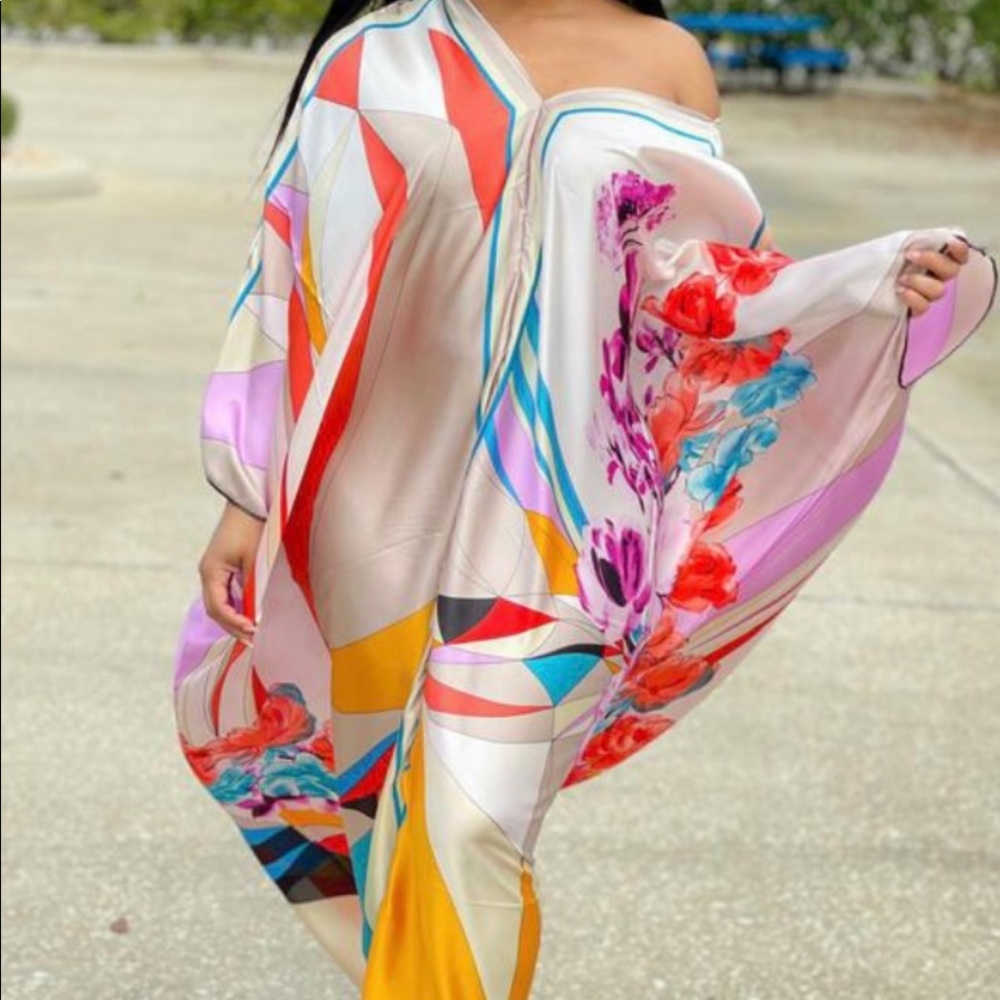 COPY - Multicolored caftan, swim cover up.